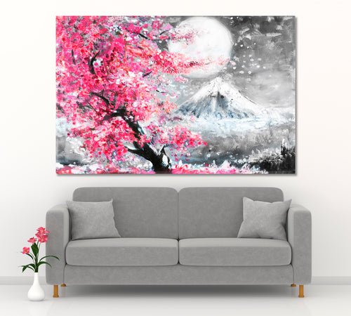 Landscape With Sakura And Mountain