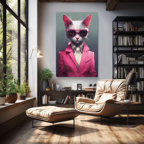 Chic Cat in Pink Suit