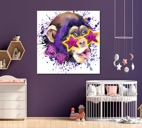 Cute Monkey Cool Sunglasses Kids Room Decoration