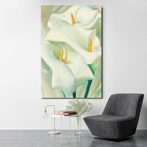 CALLA LILIES Soft Pastel Flowers Canvas Print Wall Art | Vertical