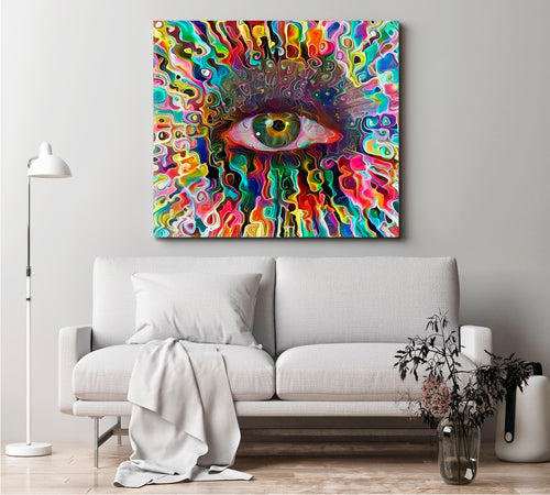 Colorful Eye Abstract Expressionism Canvas Print - Square Panel