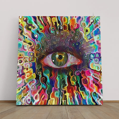 Colorful Eye Abstract Expressionism Canvas Print - Square Panel