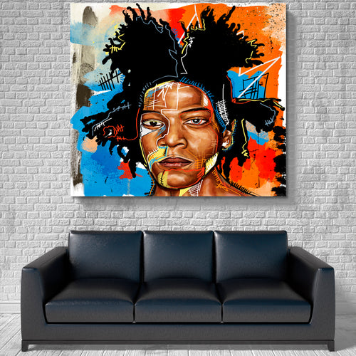 Jean Michel Basquiat Portrait Street Art Graffiti - Square Panel