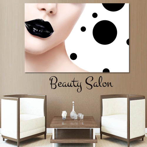 BEAUTY CONCEPT Model Girl Fashion Trendy Black Lips Abstract Art