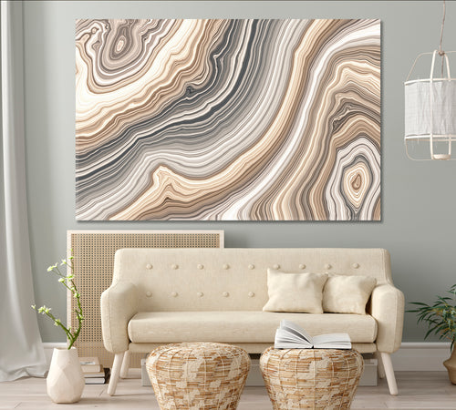 Beige Marble Pattern Curly Veins Abstract Soft Tones