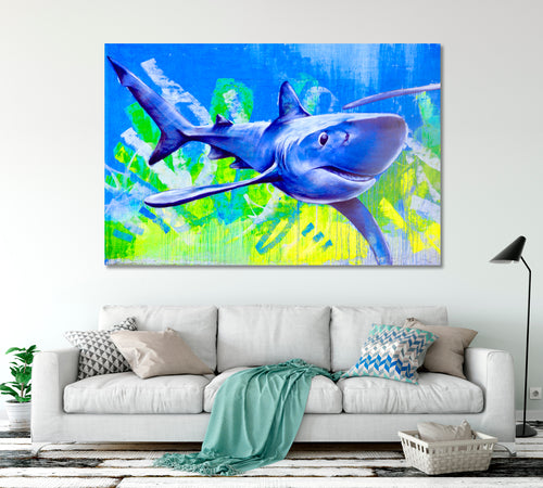 SHARK San Diego CA USA Street Art Abstract Vibrant Graffiti Canvas Print