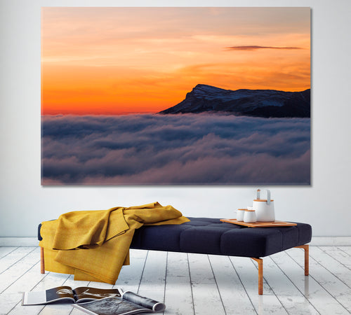 SUN ROSE ABOVE THE CLOUDS Sky Hill Beautiful Landscape Canvas Print