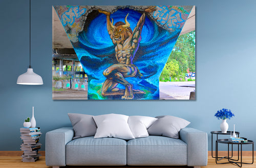 MONTREAL MINOTAUR Street Art Montreal Canada Vibrant Graffiti Canvas Print