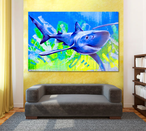 SHARK San Diego CA USA Street Art Abstract Vibrant Graffiti Canvas Print