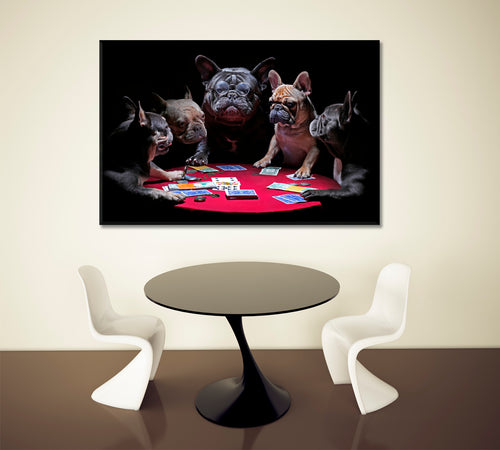 Bold Bluff Whimsical Funny French Bulldogs Dogs Playing Poker