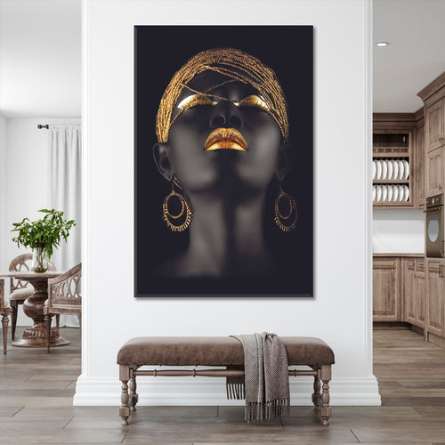 Black And Gold Beautiful African American Women Vertical Panel