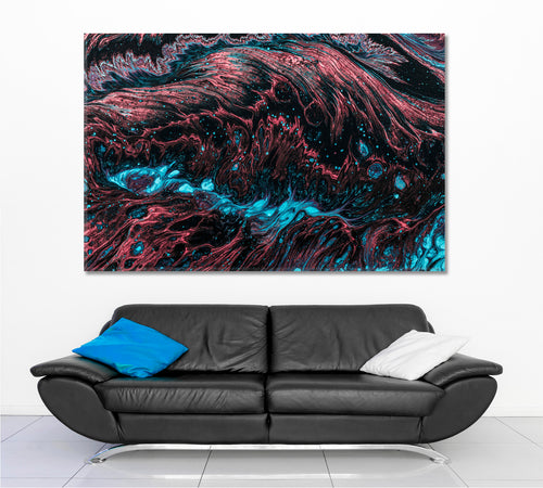 FRACTAL Turquoise Coral Black Abstract Creative Pattern