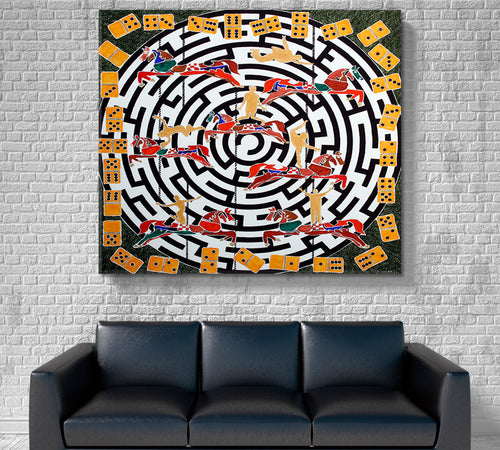 LABYRINTH Modern Abstract Art Dominoes Parts Horses People Maze