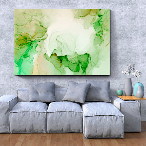 Ink Abstract Soft Green Color Bright Modern Contemporary