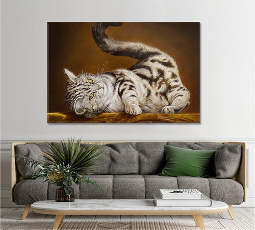 ADORABLE Cute Striped Cat Hot Look Whimsical Animals Fine Art