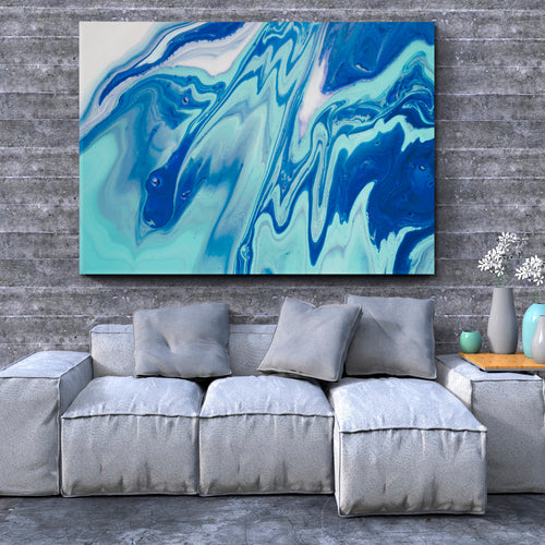 Shades of Blue Acrylic Mix Abstract Colorful Marble Splash Fluid