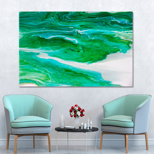 Marble Effect Abstract Green Fluid Acrylic Pattern