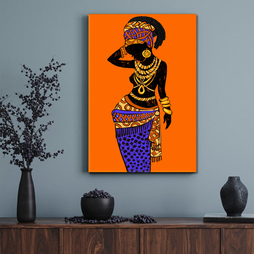 African Style Beautiful Black Woman Vibrant Abstract