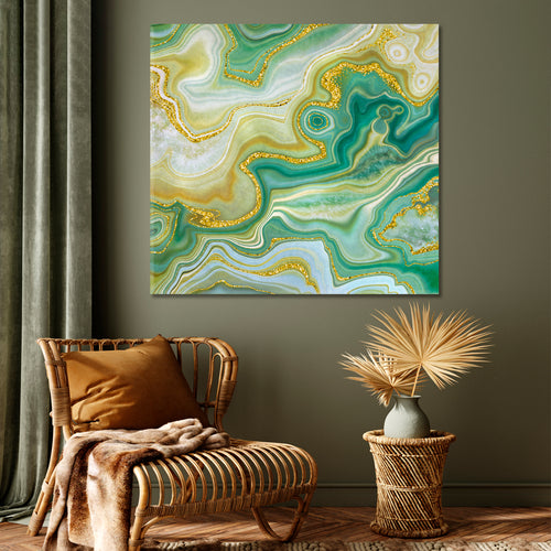 GREENERY Abstract Swirls of Marble Yellow-green Shade