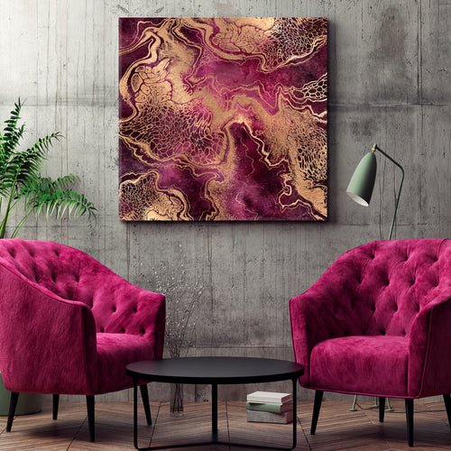 PINK PURPLE ROSE Golden Veins Marble Swirls Luxury Fashion Marbling