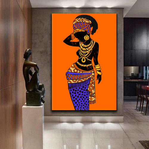 African Style Beautiful Black Woman Vibrant Abstract