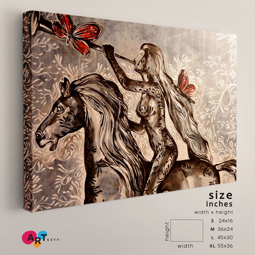 GORGEOUS HORSEWOMAN BEAUTIFUL AMAZON Fine Art Brown Tones