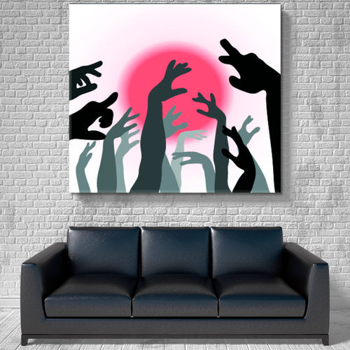 HANDS UP Hands and Sun Silhouette Poster