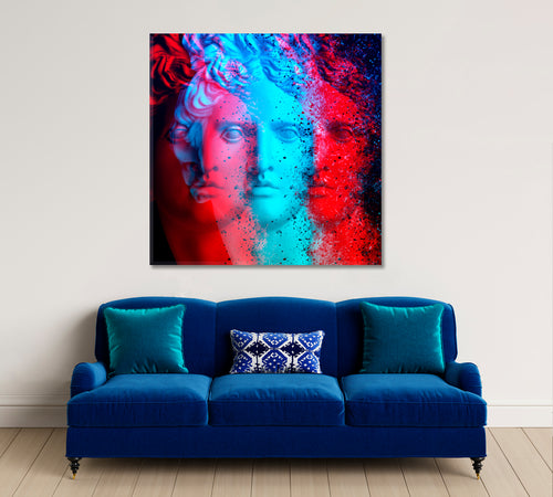 Greek God Apollo Belvedere Abstract Blue Red Creative Anaglyph Effect