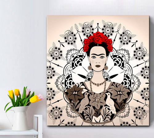 MANDALA Frida Kahlo Young Beautiful Mexican Woman Traditional Hairstyle - Square