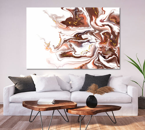 Brown Abstract Wavy Forms Futuristic Pattern
