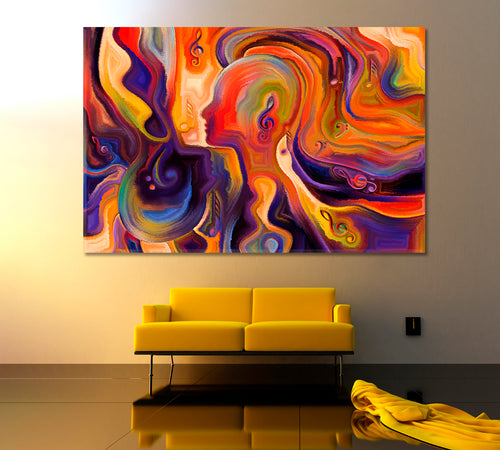 VIBRANT MODERN ART Inner Consciousness Vivid Coral and Purple
