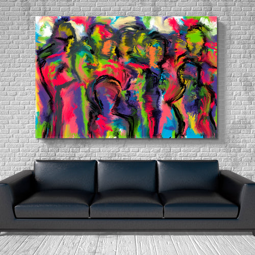 MEETING PEOPLE Modern Abstract Colorful Painting