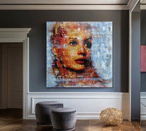 GRUNGE Abstract Expressionism Women Fine Art Trendy Canvas Print - Square