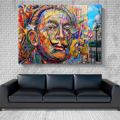 Abstract Salvador Dali Signed Wall Urban Graffiti Street Art