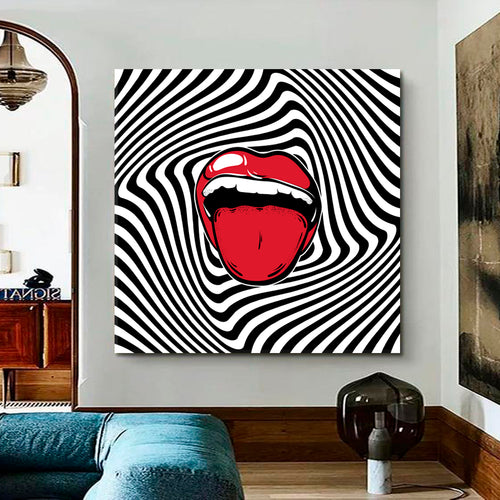 POP ART Abstract Red Open Mouth Poster - Square