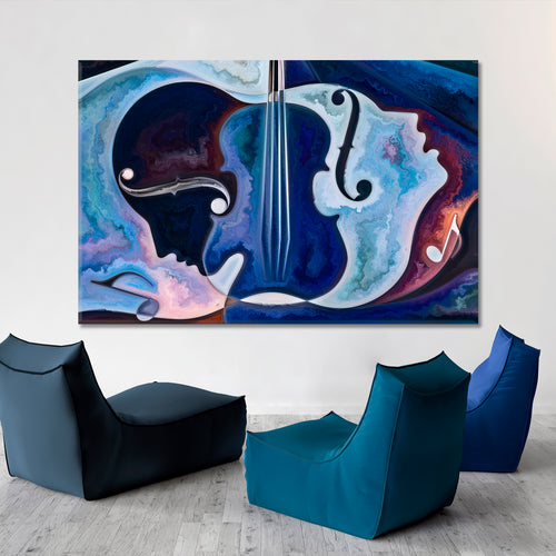 INNER MELODY Music Cuncept Blue Modern Abstract Painting