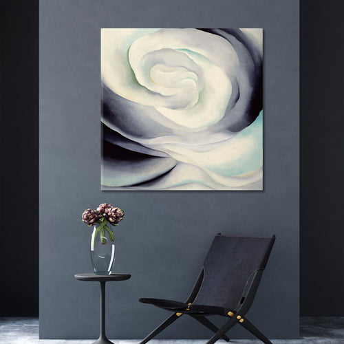 Abstraction White Rose Abstract Flowes Swirls  - Square