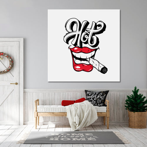 HOT Pop Art Abstract Red Lips Poster - Square