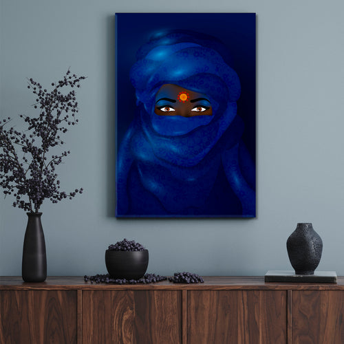 African Tribal Nomads Berber Women Blue Ethnic Turban