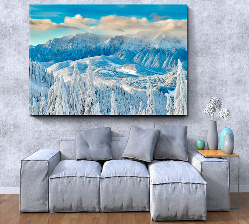 Mountain Winter Landscape Over The Ski Slope Panoramic View Poster