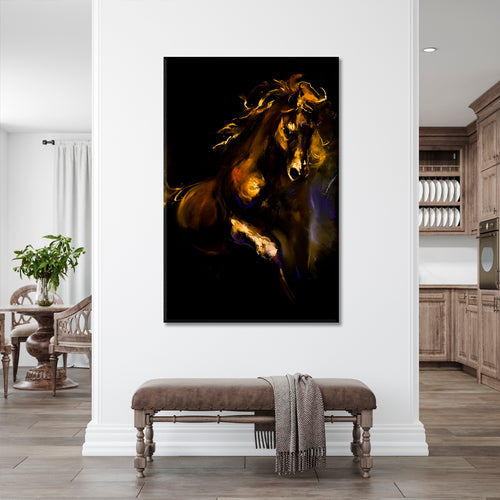 Pastel Portrait Brown Horse Modern Art