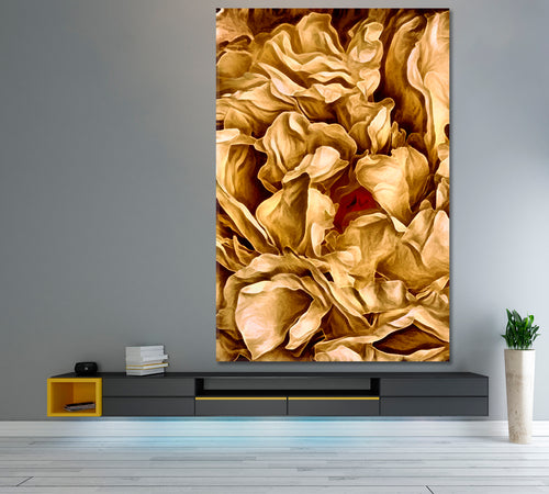 Peony Flower Petals Abstract Pattern Canvas Print - Vertical