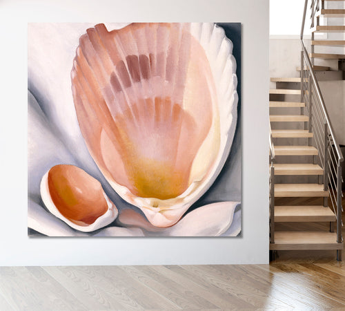 Two Pink Shells Woman's Art Abstract Forms - Square