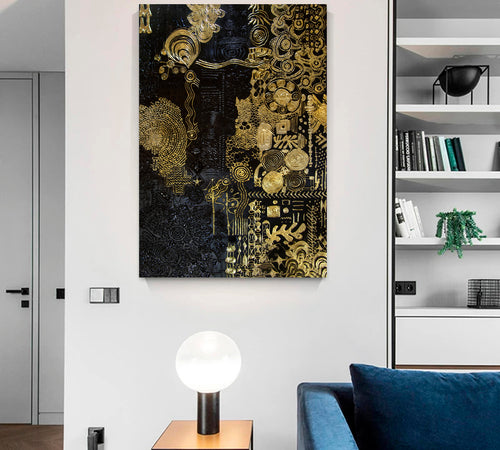 BLACK AND GOLD Abstract Modern