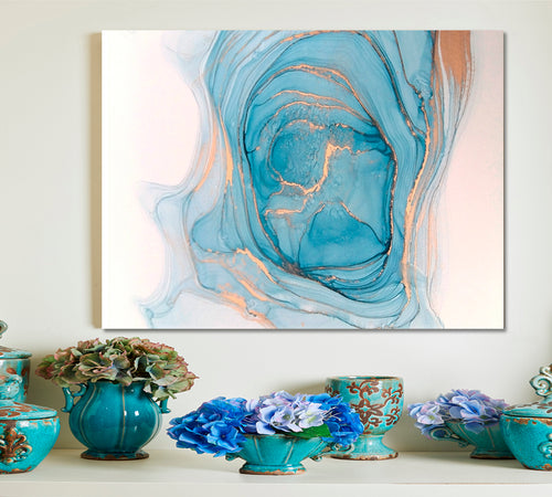 SPRING LAKE Soft Blue Cerulean Marble Abstract Fluid Ink Pattern