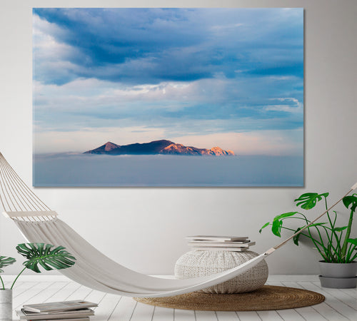 Beautiful Blue Sky Clouds Hill Panoramic Picturesque Landscape Canvas Print
