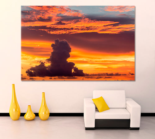 SKYSCAPE Tropical Sunset Amazing Red Orange Pink Clouds Majestic Colorful Canvas Print