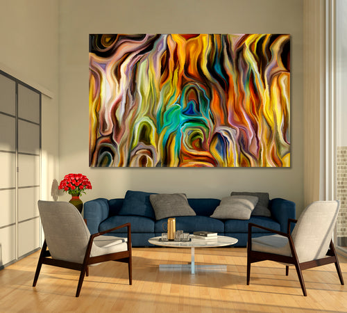 COLORED FLAME LINES Abstract Contemporary Art