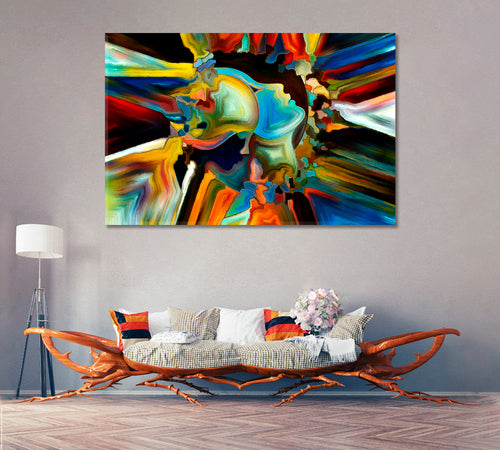 Man And Woman and Colorful Abstract Shapes