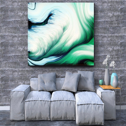 Green Waves Fluid Art